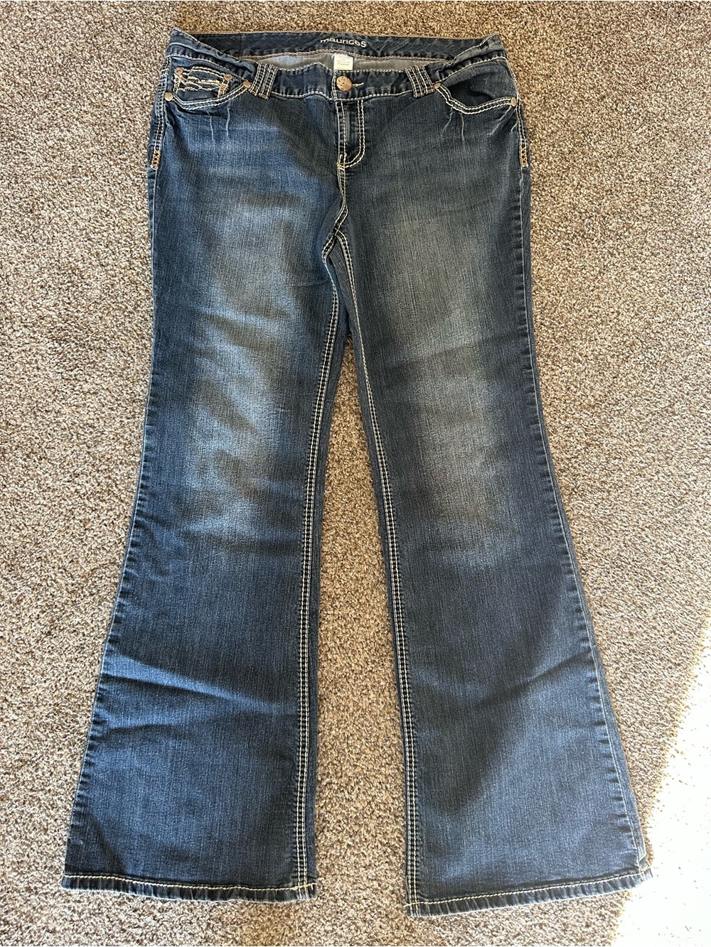 Maurices Dark Blue Flare Jeans with Contrast Stitching